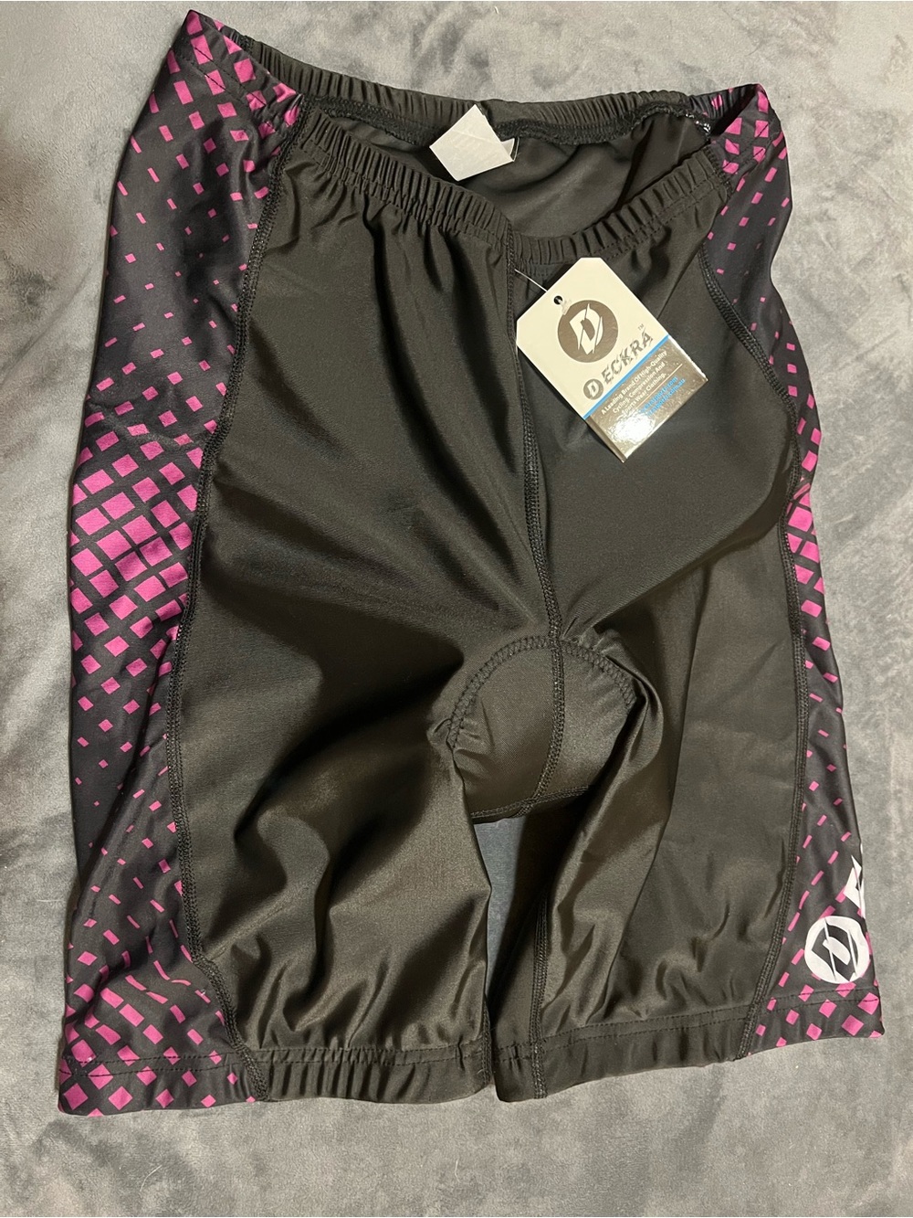 Women’s Black Cycling Shorts with Pink Accent Panels